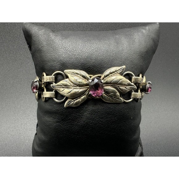 Vintage Signed Raleigh Sterling Silver Rose Yellow GF Floral 6.5” Bracelet 16G - Picture 2 of 13